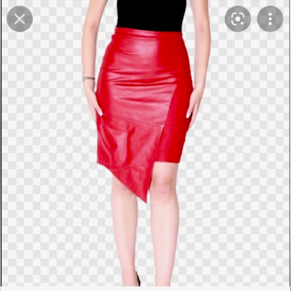 BOD & CHRISTENSEN Simone-s red leather skirt NWT Size 8